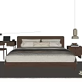 Cozy Modern Double Bed With Brown Headboard Nightstand Desk White Pillows And Rug