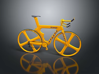 Shiny Yellow Vitesse Racing Bicycle With Streamlined Frame And Large Wheels 3d model