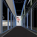 Modern Shopping Mall Lobby Interior With Glass Doors Pedestrians Large Billboard And Decorative Flooring