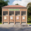 Public Facility Domestic Waste Classification Disposal Station With Brick Structure And Sorting Signs