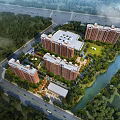 Aerial Planning of Modern High Rise Residential Area With River Greenery and Roads