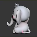 Adorable Gray Elephant Toy With Big Pink Ears Large Eyes And Cute Tail Decoration