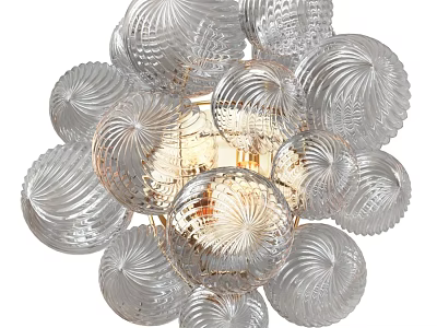 Modern Decorative Wall Lamp With Transparent Textured Glass Globes And Warm Lighting 3d model