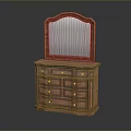 Elegant Classic Wooden Decorative Cabinet With Mirror Top And Multiple Drawers Design