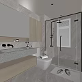 Modern Bathroom Interior With Marble Vanity Mirror Shower Enclosure And Window 3d model