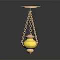 Yellow Decorative Chandelier With Chain Hanging And Round Ceiling Base