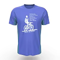 Blue T shirt With Cyclist On Bike And Ride To The Beach Text Design