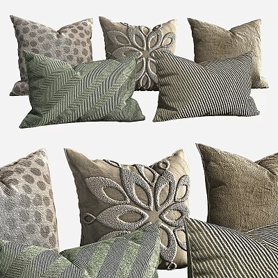 Decorative Throw Pillows Featuring Diverse Patterns And Textures 3d model