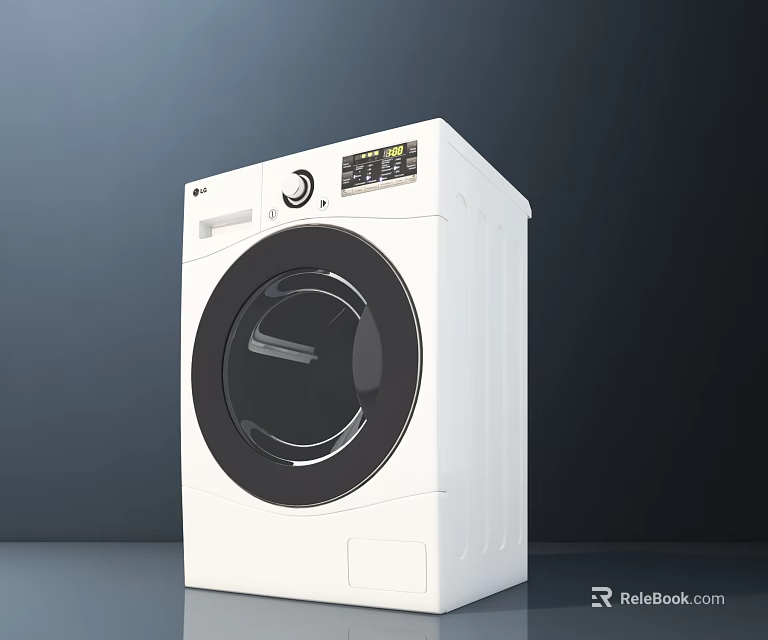 Modern Front Load Washing Machine With Digital Control Panel And Sleek White Design 3d model 