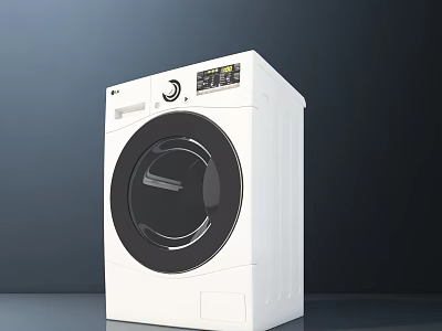 Modern Front Load Washing Machine With Digital Control Panel And Sleek White Design 3d model