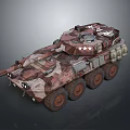 Military Armored Vehicle With Camouflage Design Six Wheels And Tactical Turret