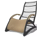 Modern Lounge Chair With Wooden Frame And Woven Backrest For Comfortable Seating Design