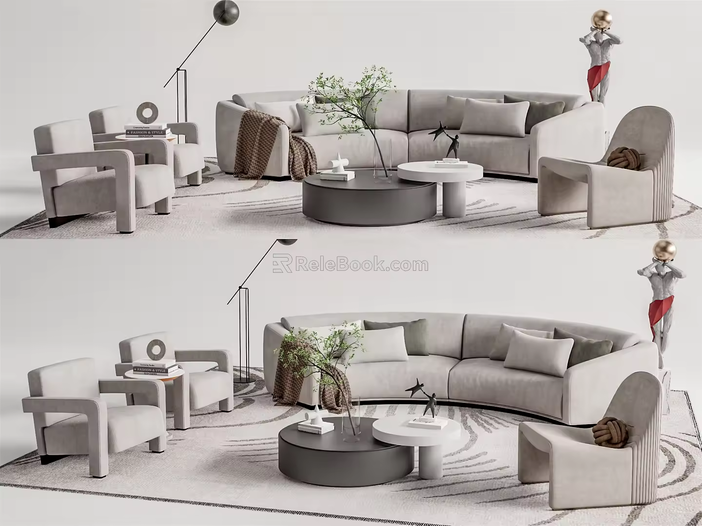 Modern sofa coffee table combination 3d model