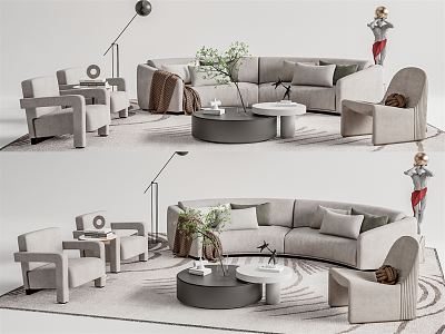 Modern sofa coffee table combination model