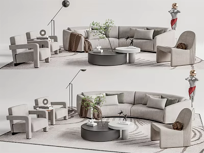 Modern sofa coffee table combination 3d model