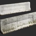 Aged Road Facilities Showing Concrete Barriers With Surface Stains And Moss 3d model