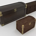 Wooden Storage Chests With Brass Lock And Decorative Fittings In Various Sizes