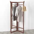 Nordic Clothes Hanger Coat Rack Full-length Mirror 3d model