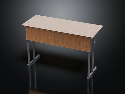 Modern Wooden Table with Metal Legs Simple Design for Home Office Use 3d model