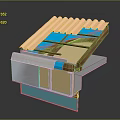 Building Roof Structure Cross Section With Wooden Frame Insulation And Tiles