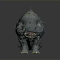 Fierce Horned Fantasy Creature 3D Character With Gray Skin And Pink Spines