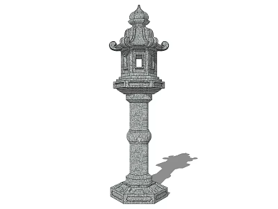 Traditional Ornate Stone Outdoor Light With Decorative Top And Pillar Structure 3d model
