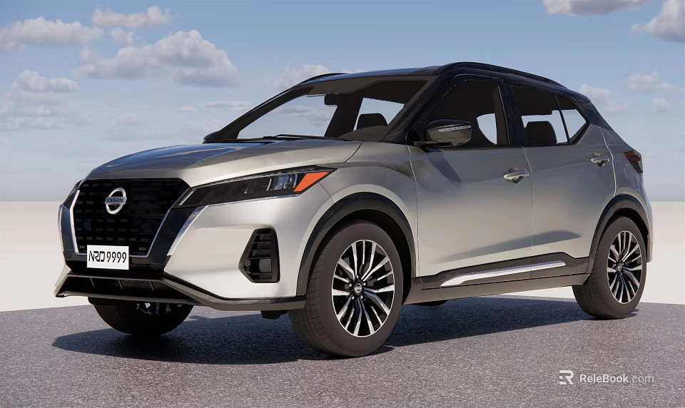 Silver Nissan SUV With Modern Exterior Design In Outdoor Setting 3d model 