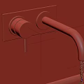 Wall Mounted Black Faucet with Dual Handle Running Water on Gray Wall