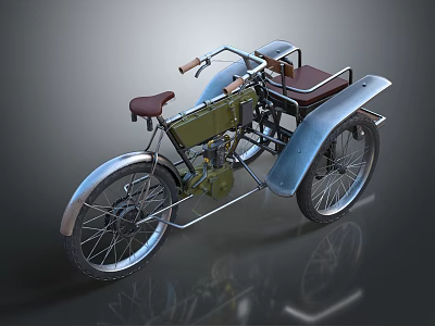 Vintage Motorcycle With Sidecar Brown Leather Seat And Spoked Wheels Classic Design 3d model