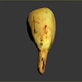 Ripe Yellow Banana with Brown Spots on Gray Background and Reflection