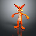 3D Animated Fox Game Movie Character With Orange Fur White Belly Large Ears Standing Pose