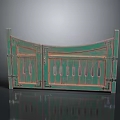 Traditional Green Wooden Gate Double Door Design With Carved Lattice Details