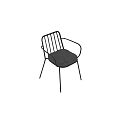 Modern Black Metal Stool With Armrests And Gray Padded Seat Design