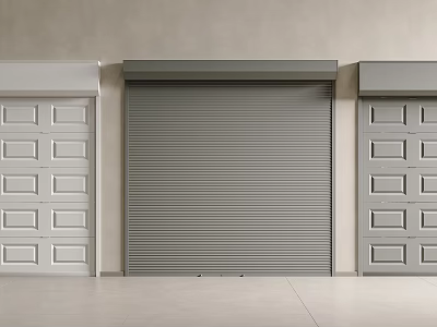 White and Gray Garage Doors Featuring Panel and Roller Design Styles 3d model