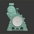 Green Industrial Pump Motor With Silver Fins Red Label And Base