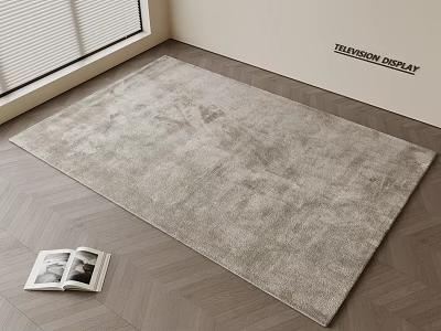 Light Gray Square Soft Plush Rug For Wooden Floor Home Living Room 3d model