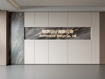 Modern Feature Wall Interior Design With Marble Texture White Panels And Wooden Accents 3d model