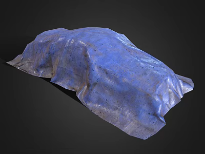 Public Facility Covered With Blue Tarpaulin In Outdoor Public Space 3d model