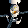 Spacecraft Structure With Conical Capsule Crew Module And Solar Panels For Space Mission