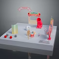 Vibrant Circus Scene With Green Plant Decorations And Colorful Tents Props