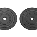 Two Decorative Carved Black Circular Discs With Central Holes And Textured Surfaces