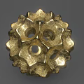 Golden Metallic Decorative Ornament With Textured Surface Hollow Geometric Design For Home Tabletop Decoration