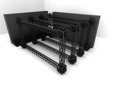 Black Metal Truss Construction Components Modular Frame Structure For Industrial Assembly 3d model