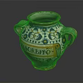 Antique Decorative Vase With Green Handles Blue Yellow Floral Patterns And LASORBITO Inscription