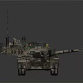 Military Combat Tank With Camouflage Turret Cannon Antenna And Flag
