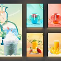 Colorful Beverage Themed Wall Hanging With Cup And Fruit Decorative Designs
