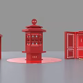 Red ELLE Themed Photo Check In Spot with Decorative Structures And Display Areas