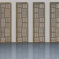 Elegant Modern Geometric Pattern Casement Doors With Golden Frame Design 3d model