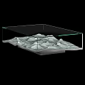 Modern Coffee Table With Glass Top And Wavy Mountain Inspired Design For Living Room Decor