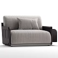 Modern Single Sofa With Gray Fabric Cushions And Black Armrest Design
